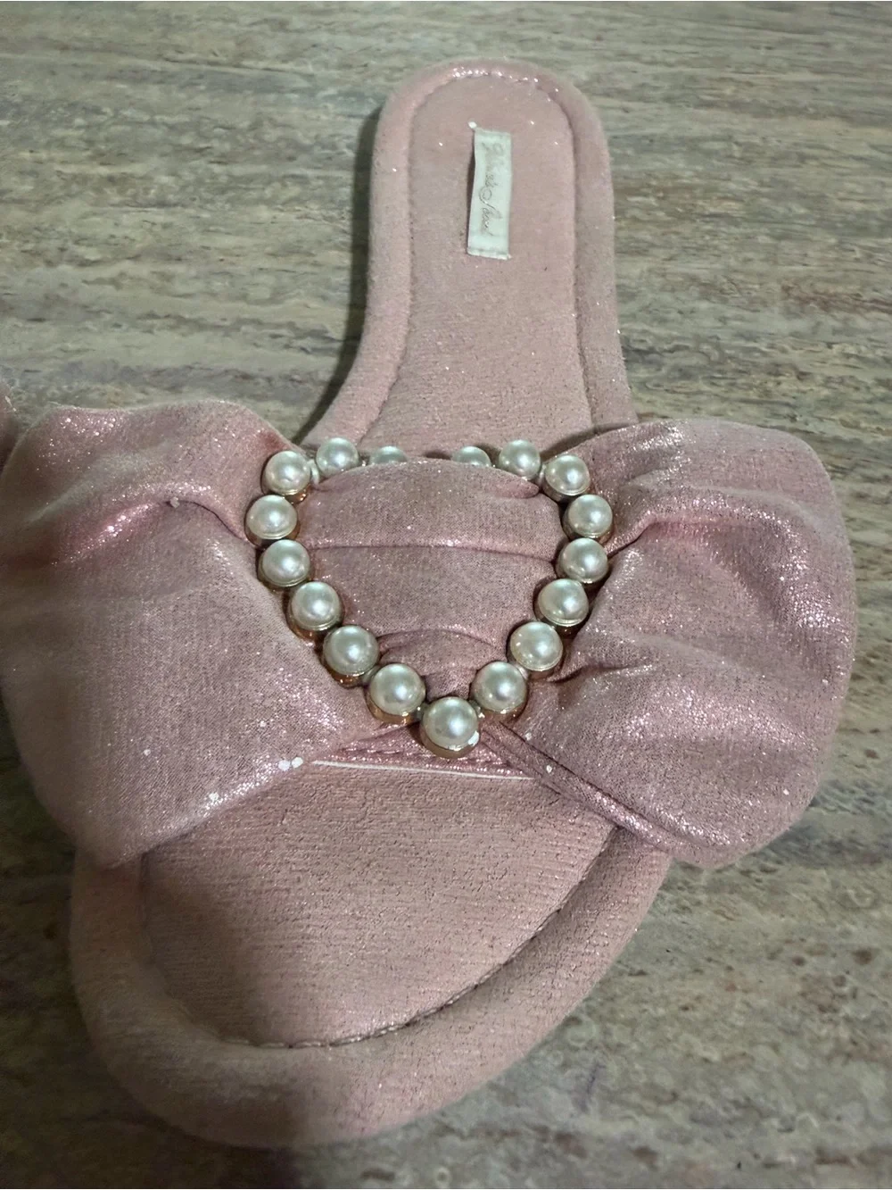 Victoria's Secret Pink Pearl Heart Bow Slide Sandals Size M
